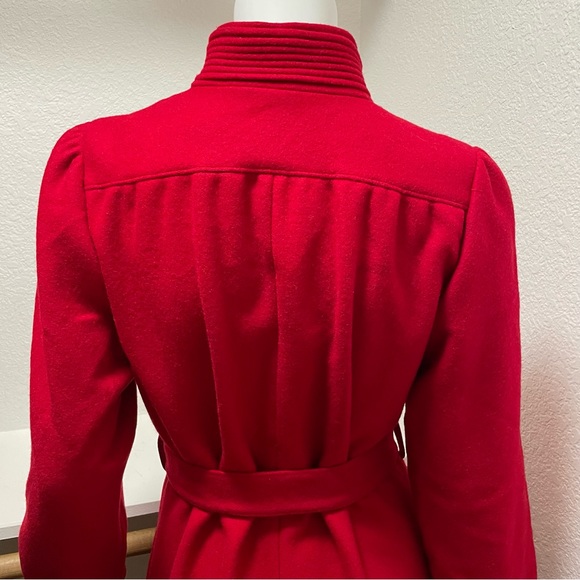 VTG🇺🇸Central Park ILGWU Holiday Christmas Carol Red Wool Long Coat | Sz S - Picture 8 of 16